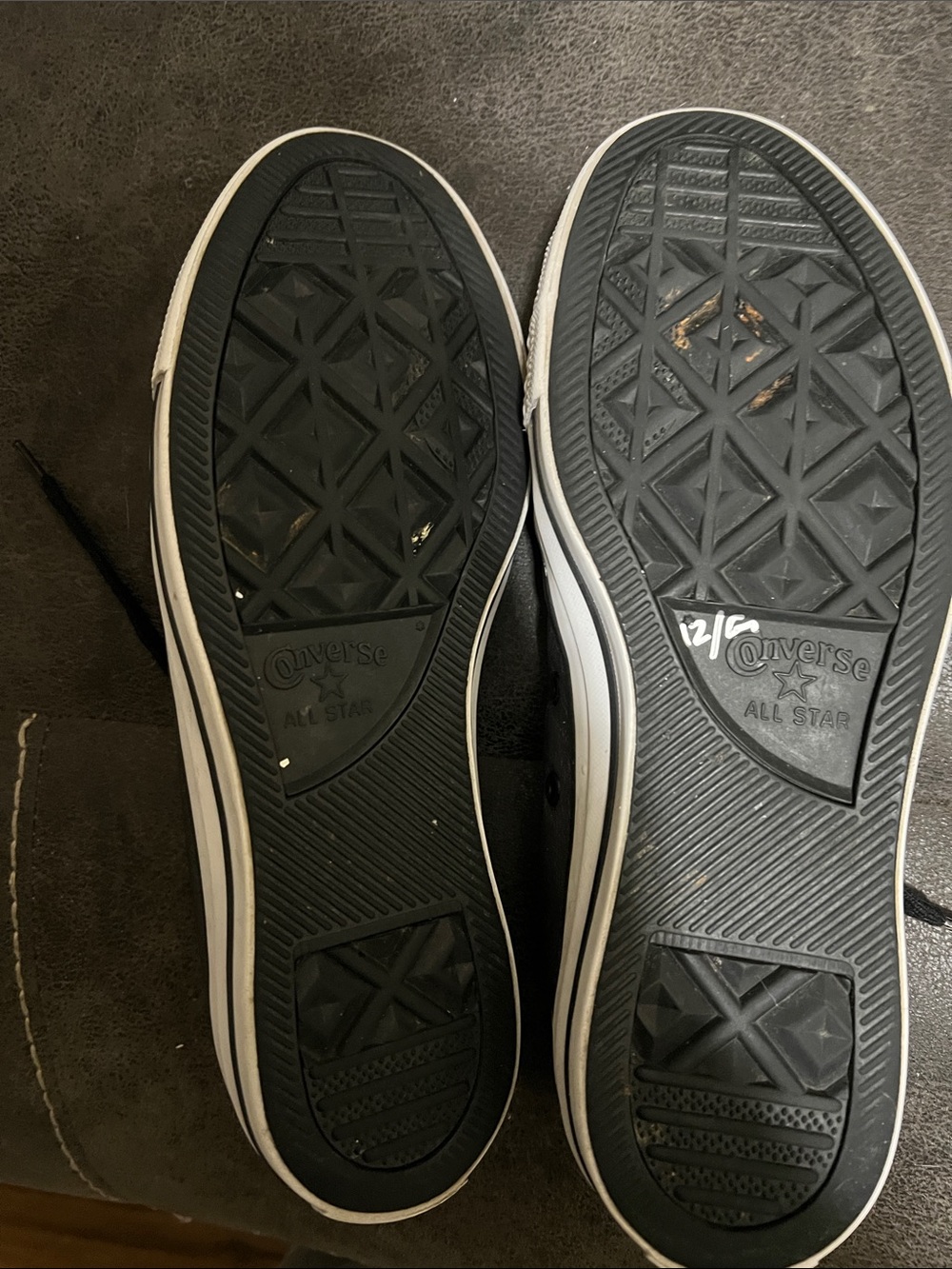 Women’s Leather Converse Dark Gray/silver Low-Top Sneakers - Picture 7 of 9